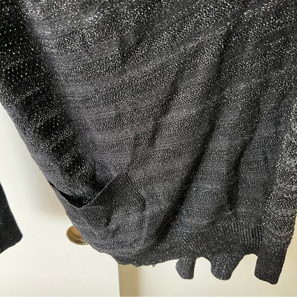 Zadig & Voltaire Metallic Black Longline Cardigan Sweater Thin Knit Large $298 - Picture 10 of 12